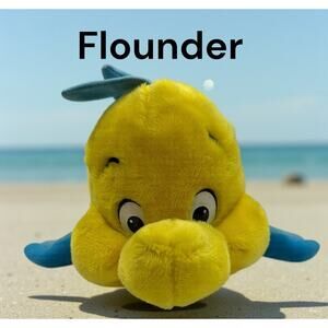 NWT Disney World Little Mermaid Vintage Flounder Plush Disneyland Stuffed Animal